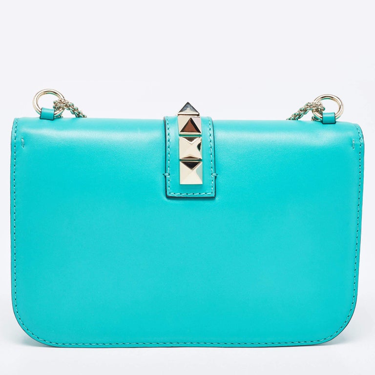 Valentino Green Leather Medium Rockstud Glam Lock Flap Bag For Sale at  1stDibs