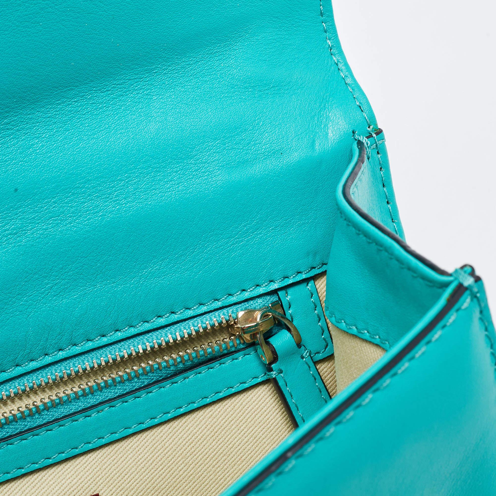 Valentino Green Leather Medium Rockstud Glam Lock Flap Bag 2