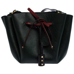 Valentino Green Leather Medium VLOGO Bucket Bag