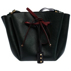 Valentino Green Leather Medium VLOGO Bucket Bag