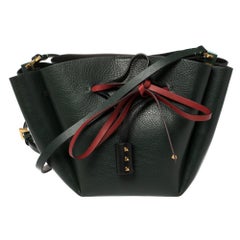 Valentino Green Leather Medium VLOGO Bucket Bag