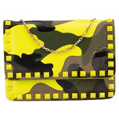 Used Valentino Green Leather Rockstud Camo Crossbody