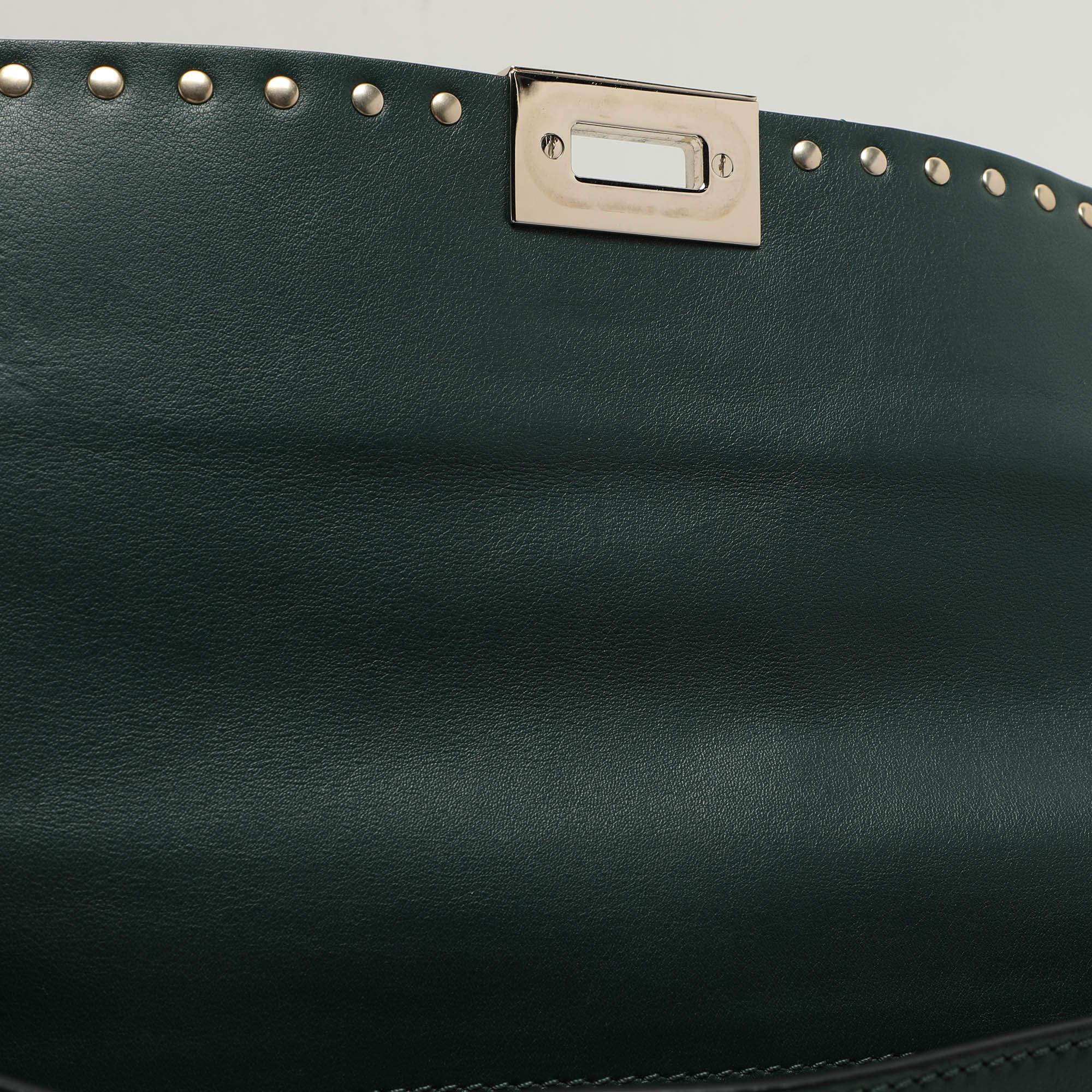Valentino Green Leather Rockstud Flap Shoulder Bag 2