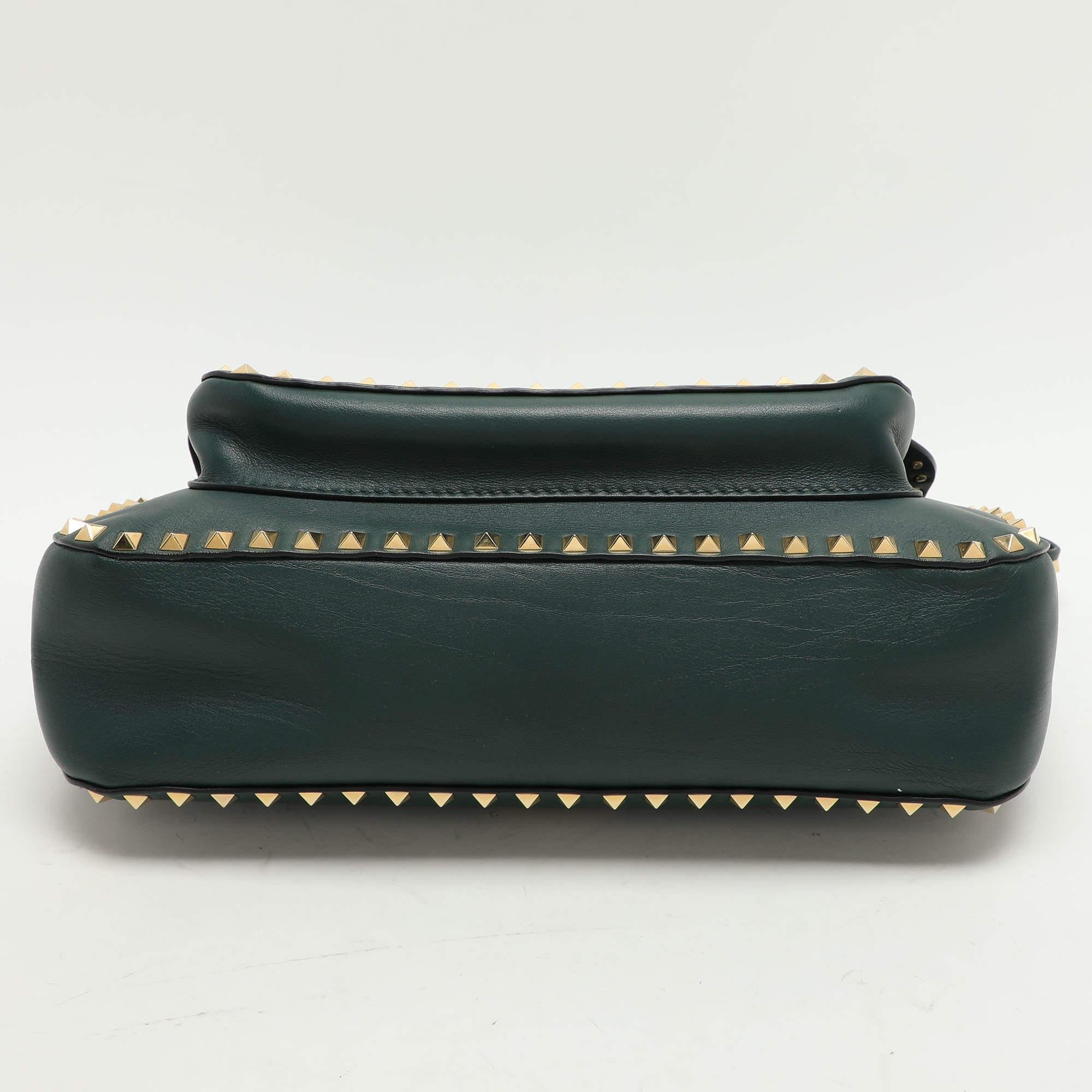 Valentino Green Leather Rockstud Flap Shoulder Bag 3