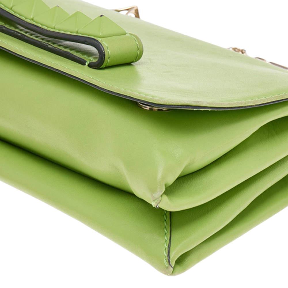 Valentino Green Leather Rockstud Va Va Voom Chain Clutch 2