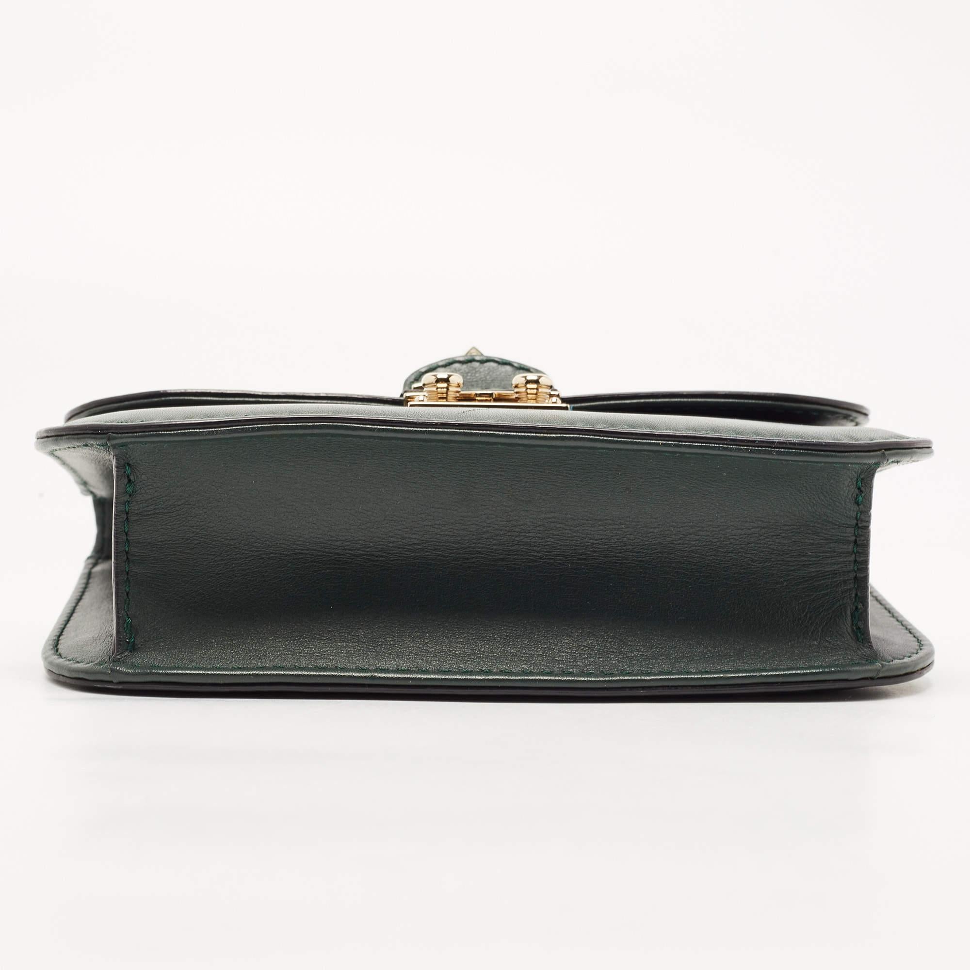 Valentino Green Leather Small Rockstud Glam Lock Flap Bag 1