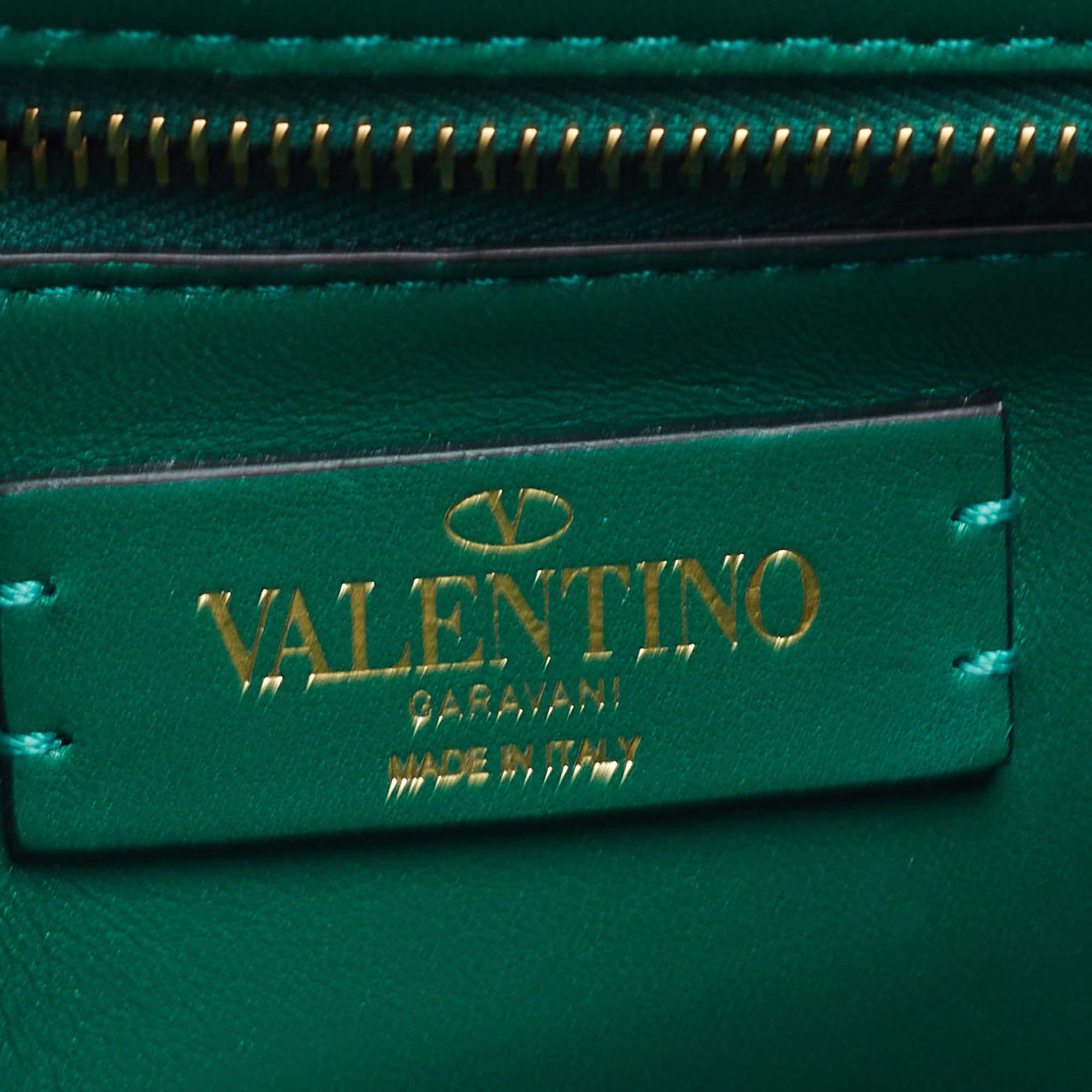 Valentino Green Lurex Frabric Large Roman Stud Shoulder Bag 6