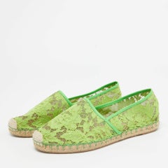 Valentino Green Mesh and Lace Espadrille Flats Size 40