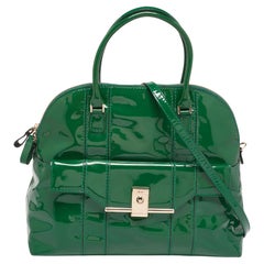 Valentino Green Patent Leather Front Pocket Satchel