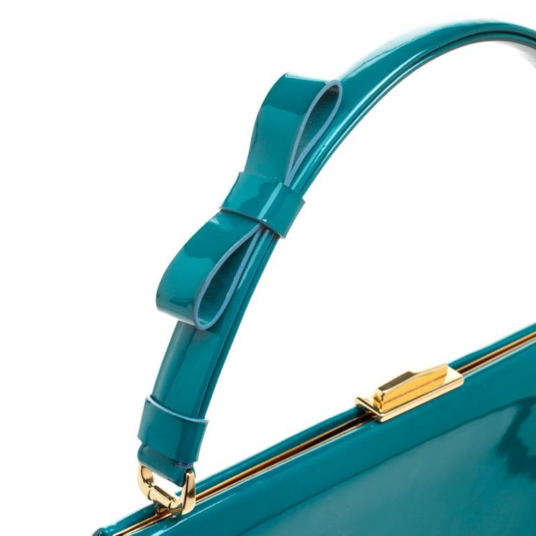Valentino Green Patent Leather Top Handle Bag For Sale at 1stDibs