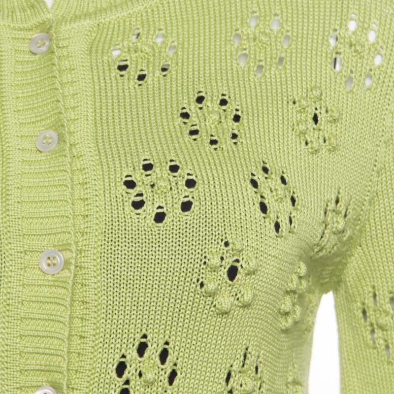 Women's Valentino Green Perforated Bobble Knit Cardigan S