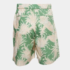 Valentino Green Pineapple Print Cotton Shorts S