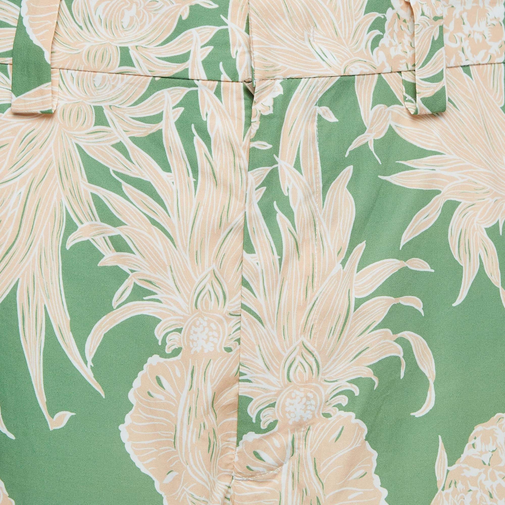 Gray Valentino Green Pineapple Print Cotton Shorts S For Sale