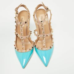 Valentino Green/Pink Patent Leather Rockstud Pumps Size 38.5