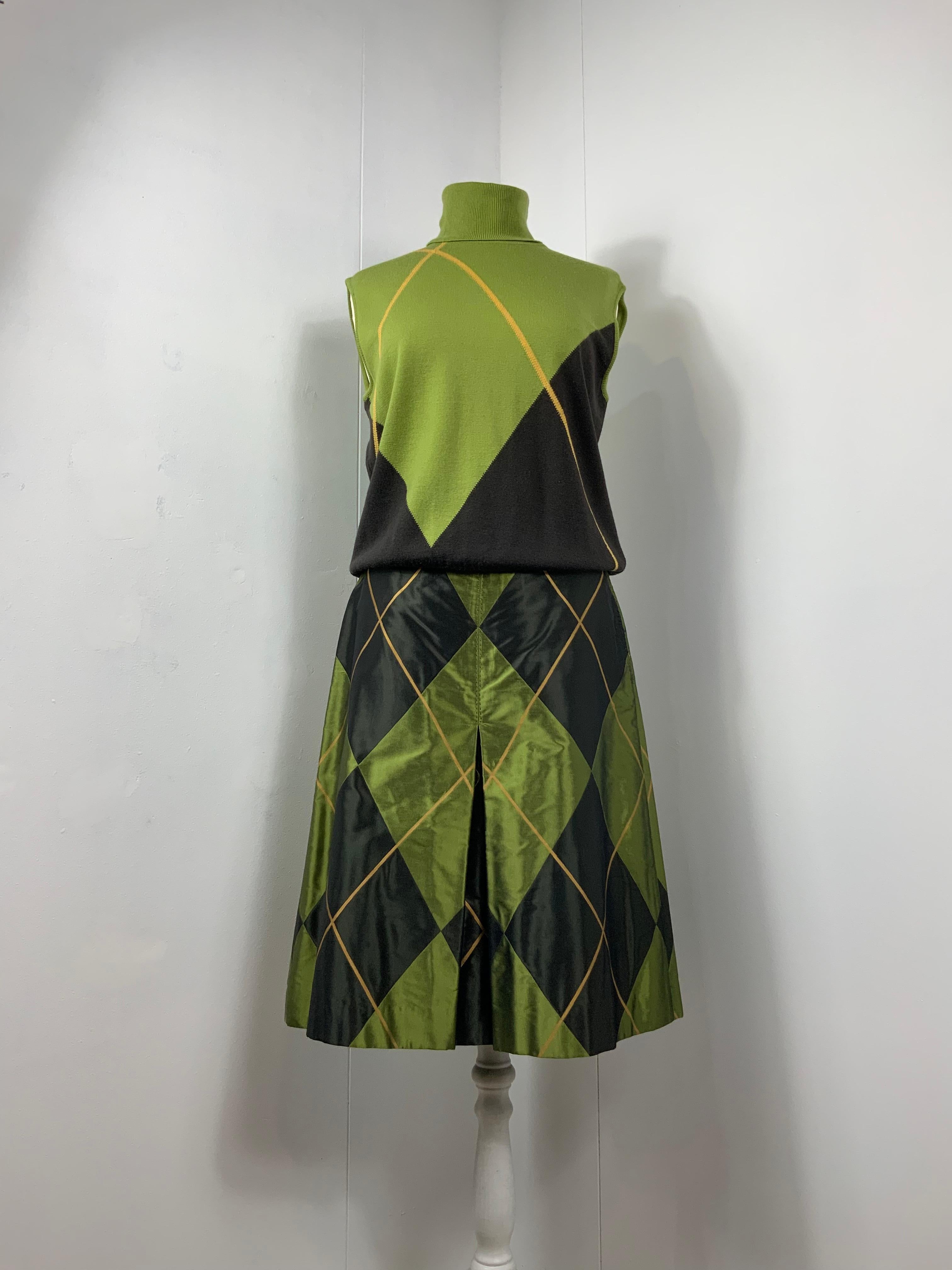 Valentino green rhombus Skirt 2