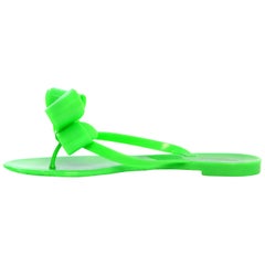 Valentino Green Rubber Jelly Couture Bow Thong Sandals sz 39 rt $295