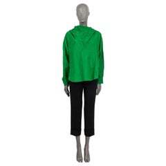 VALENTINO green silk 2022 OVERSIZED HOODED ANORAK Blouse Shirt 38 XS