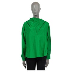 VALENTINO grünes Seidenhemd 2022 OVERSIZED HOODED ANORAK Bluse Shirt 38 XS