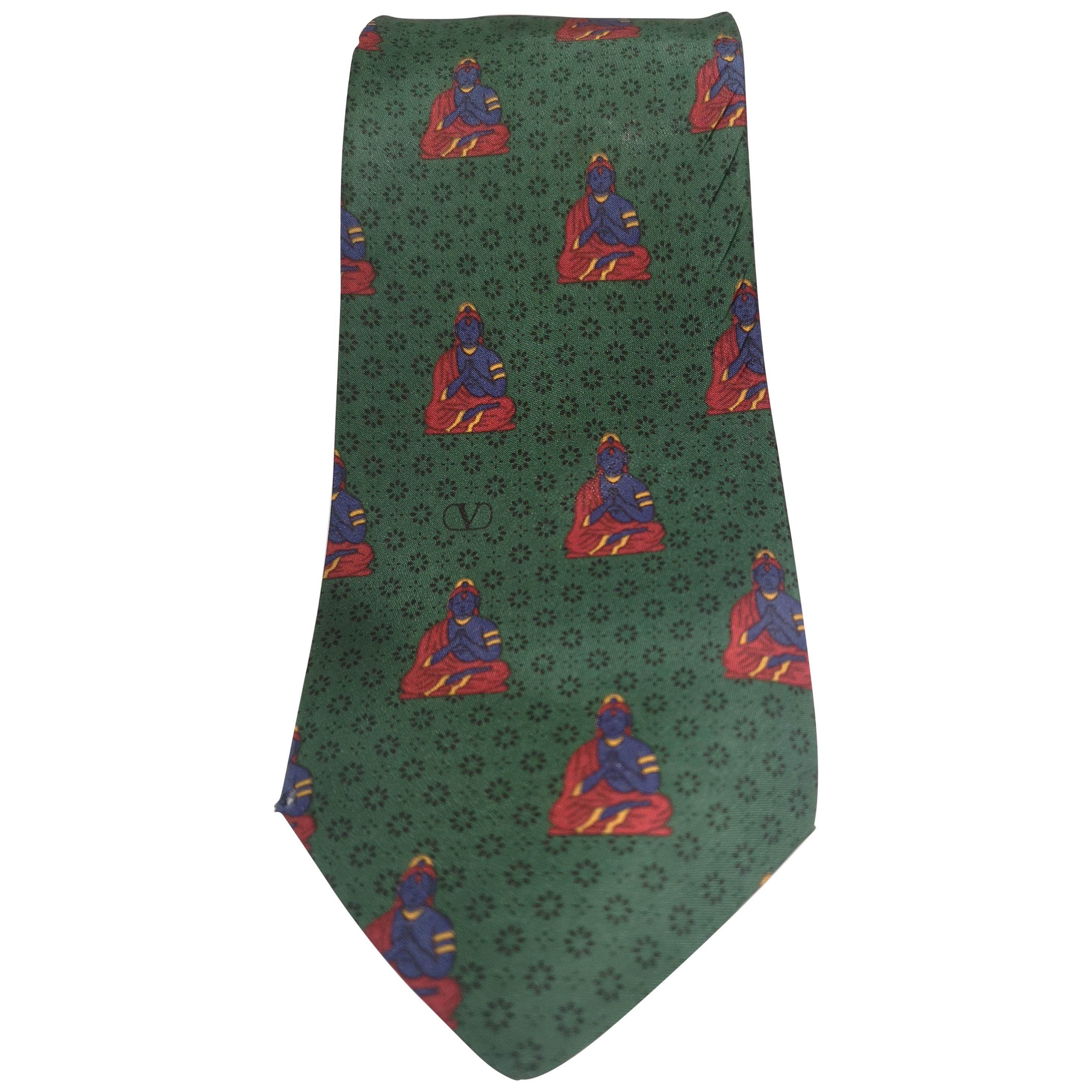 Valentino green silk tie