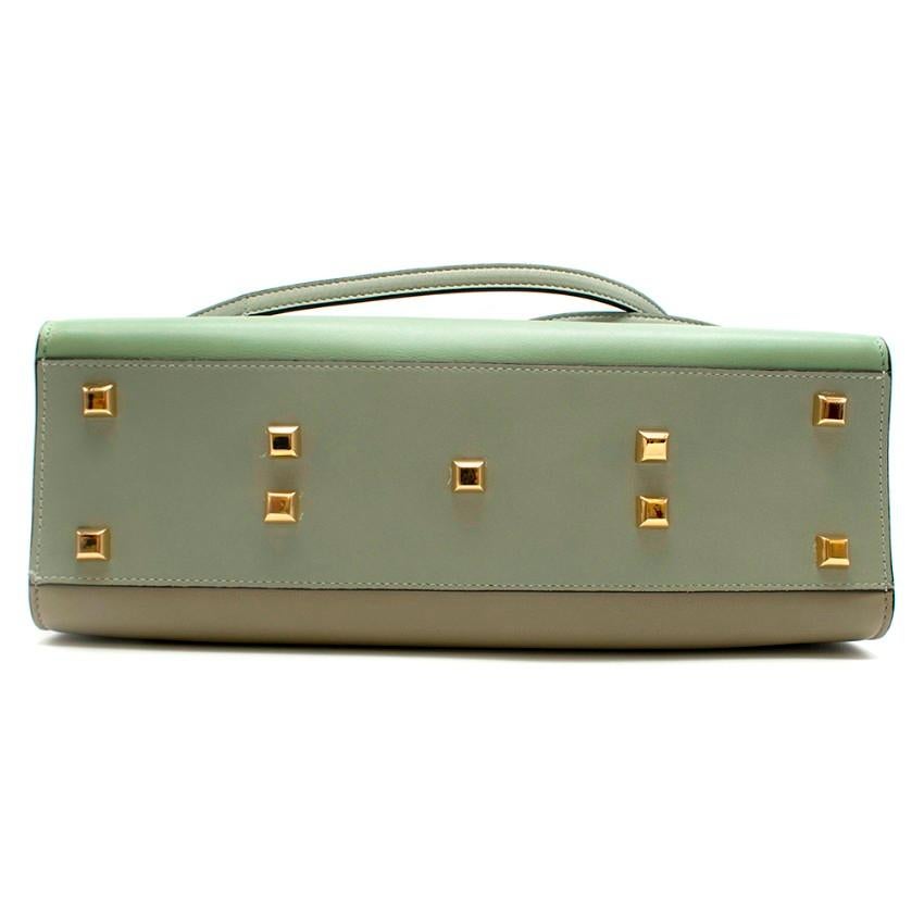 Valentino Green Striped My Rockstud Top Handle Bag In Excellent Condition In London, GB