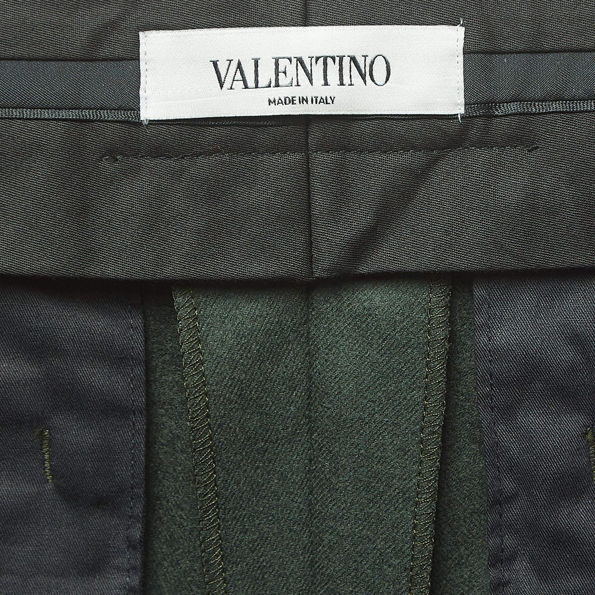 Valentino Green Wool Trousers XL For Sale 1