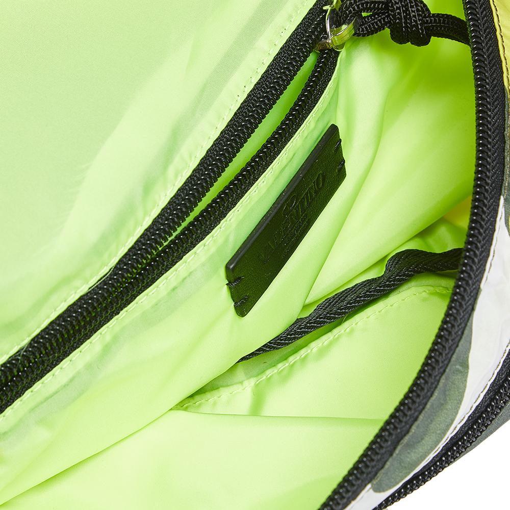 Black Valentino Green/Yellow Camouflage Printed Nylon Belt Bag