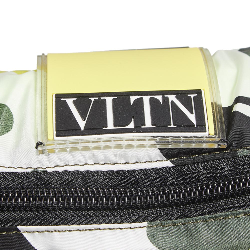 Women's Valentino Green/Yellow Camouflage Printed Nylon Belt Bag