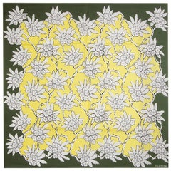 VALENTINO green yellow silk RHODODENDRON FLORAL Scarf