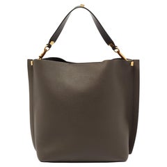 Valentino Grey/Black Leather Vlogo Shoulder Bag