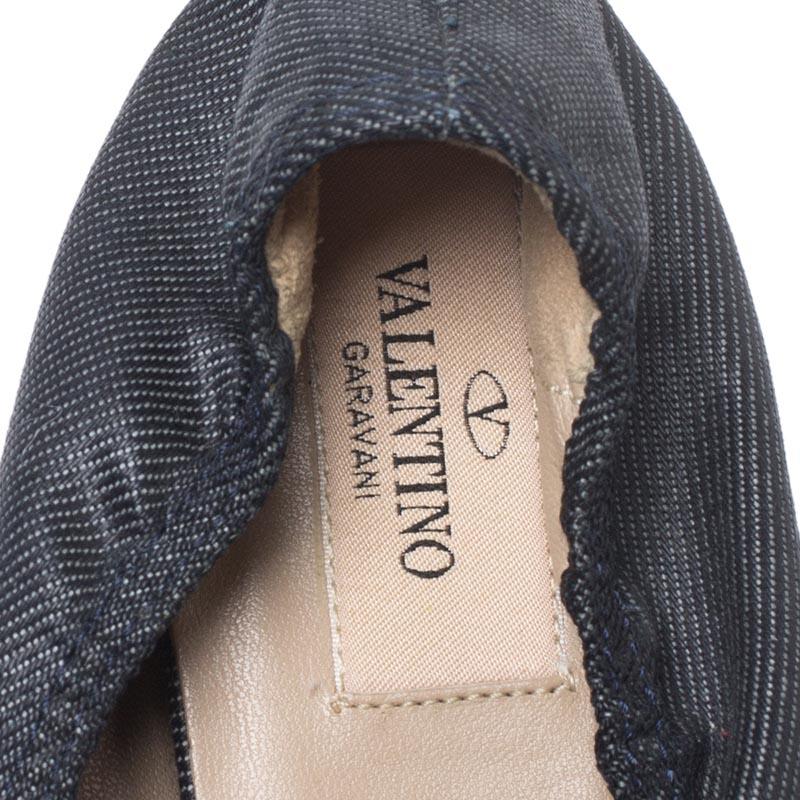 Valentino Grey Canvas Flower Detail Ballet Flats Size 35 1
