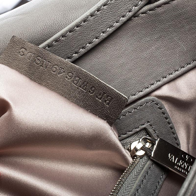 Valentino Grey Floral Applique Leather Flap Shoulder Bag 2