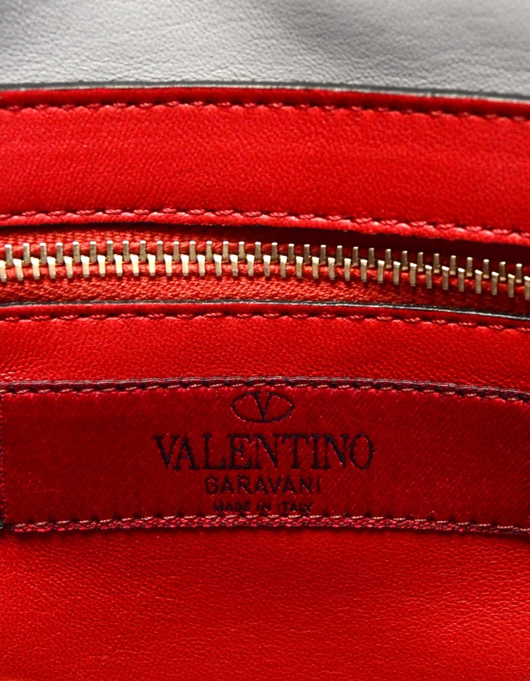 Valentino Grey Lambskin Large Rockstud Spike Quilted Flap Bag rt. 3,295 For Sale at 1stDibs