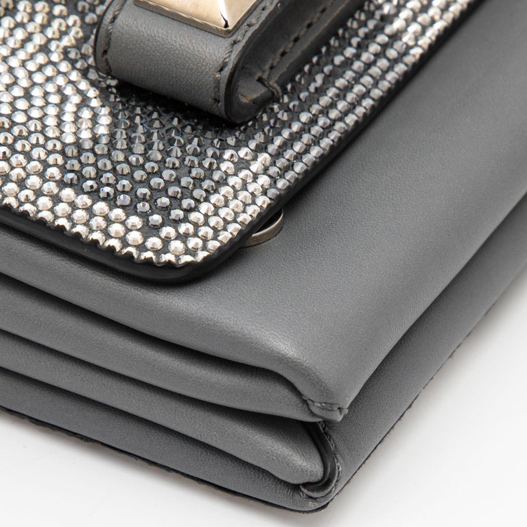Valentino Grey Leather Camo Crystal Embellished Flap Bag For Sale at 1stDibs