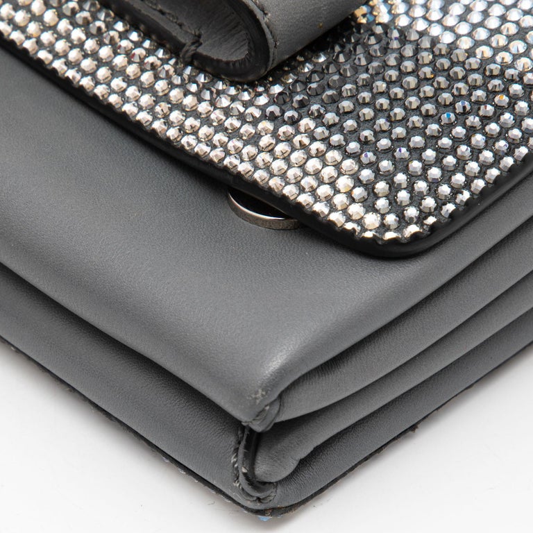 Valentino Grey Leather Camo Crystal Embellished Flap Bag For Sale at 1stDibs