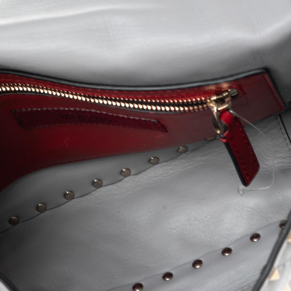 Valentino Grey Leather Medium Rockstud Spike Top Handle Bag 1