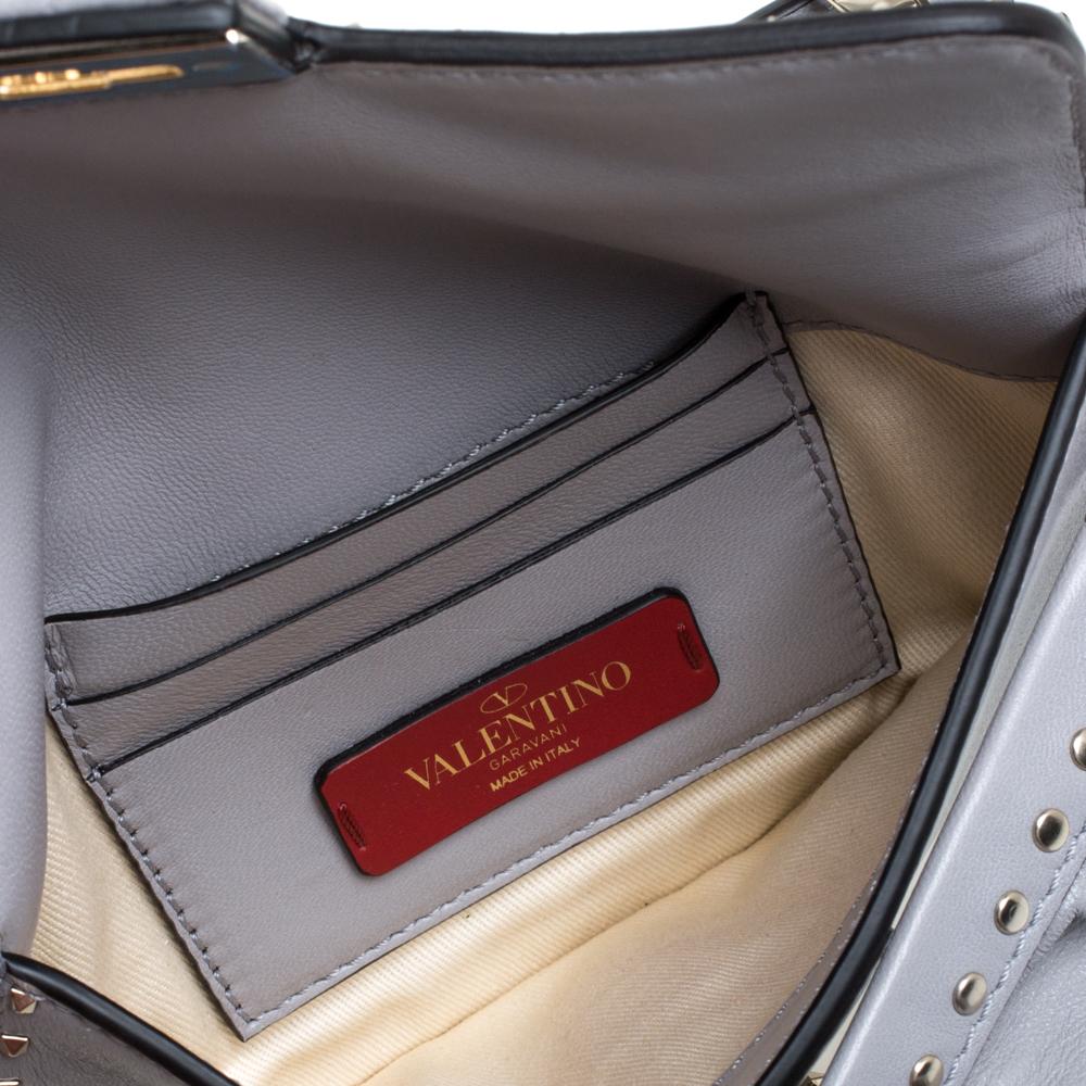 Valentino Grey Leather Mini Rockstud Ruffle Strap Bag 3