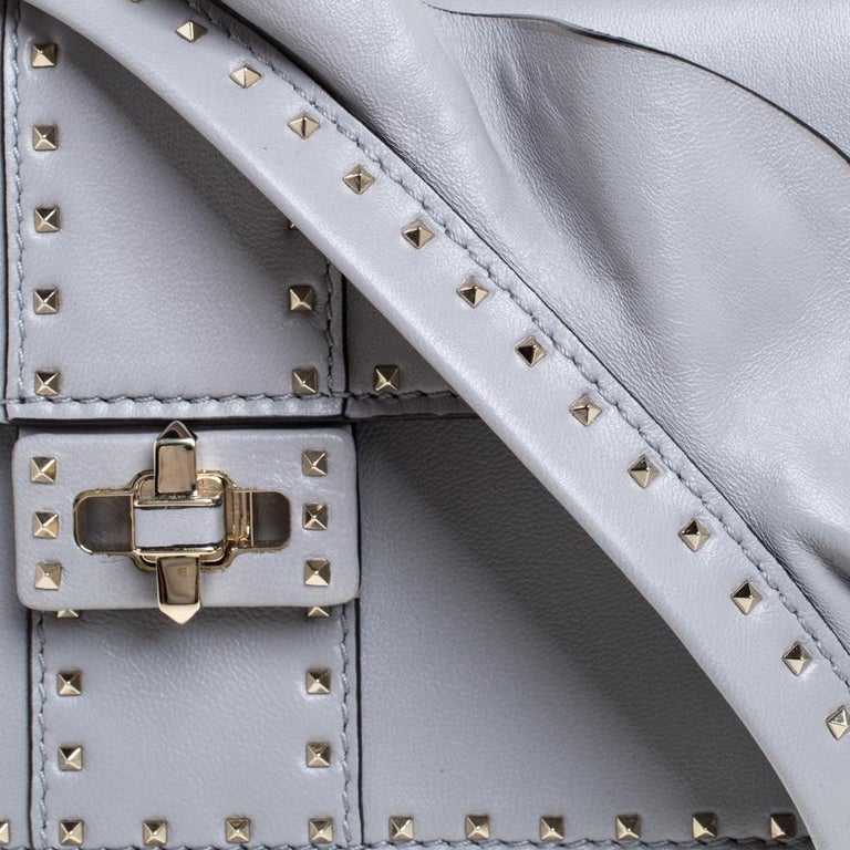 Valentino Grey Leather Mini Rockstud Ruffle Strap Bag at 1stDibs