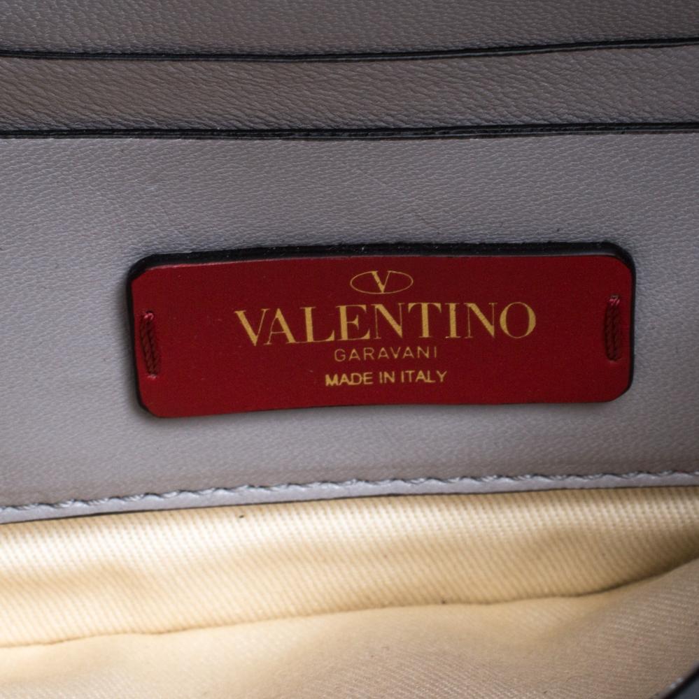 Valentino Grey Leather Mini Rockstud Ruffle Strap Bag 1