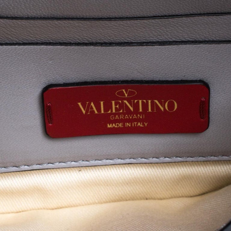 Valentino Grey Leather Mini Rockstud Ruffle Strap Bag at 1stDibs