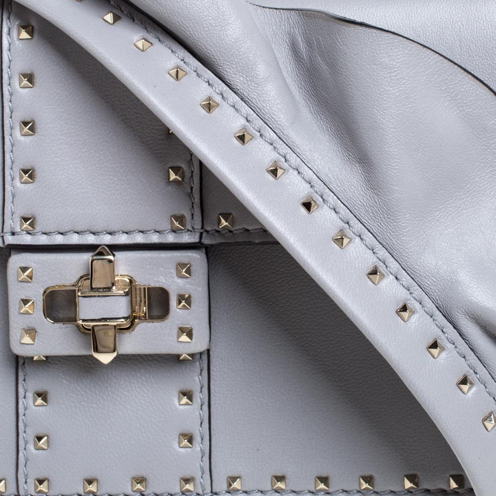 Valentino Grey Leather Mini Rockstud Ruffle Strap Bag 1