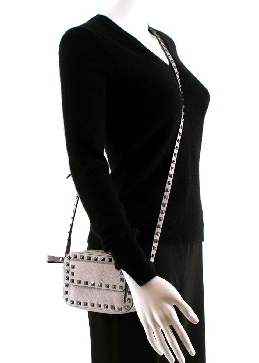 Valentino Grey Leather Rockstud Mini Shoulder Bag  3