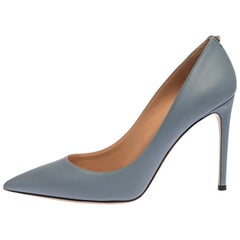 Valentino Grey Leather Rockstud Pointed Toe Pumps Size 40