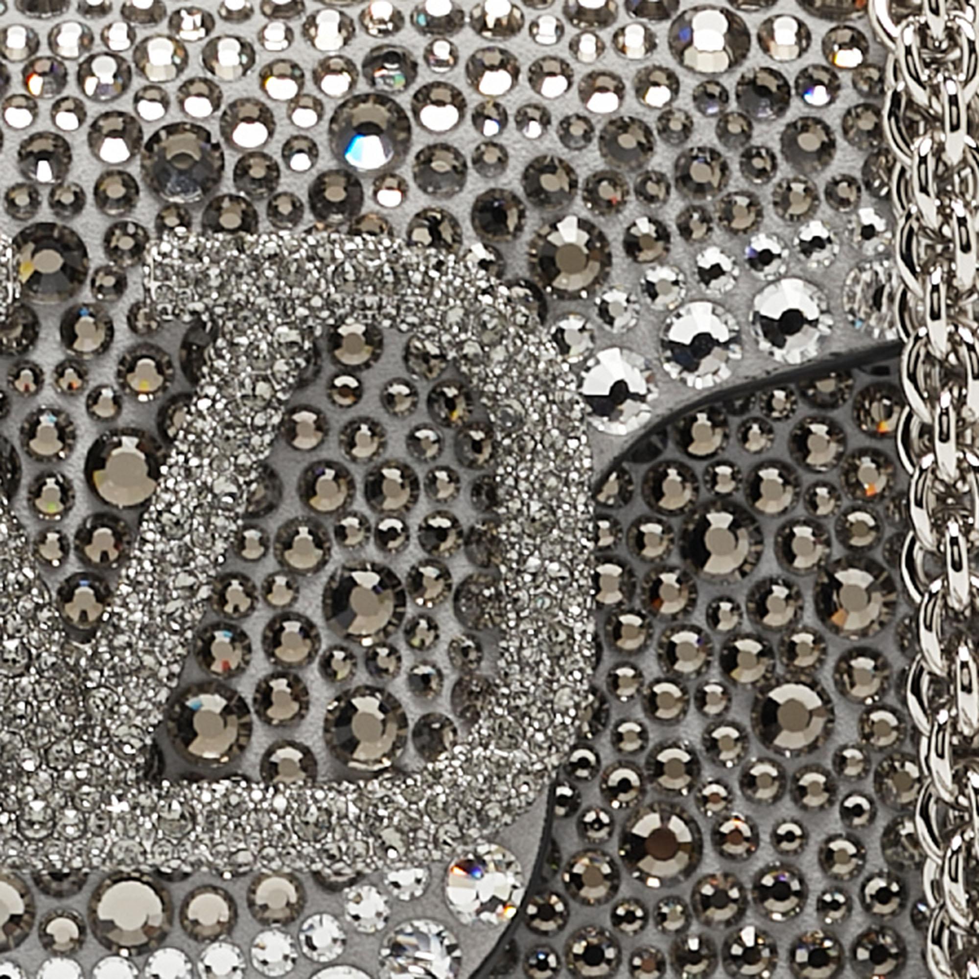 Valentino Grey/Metallic Suede and Leather Crystals VLogo Loco Baguette Bag 7