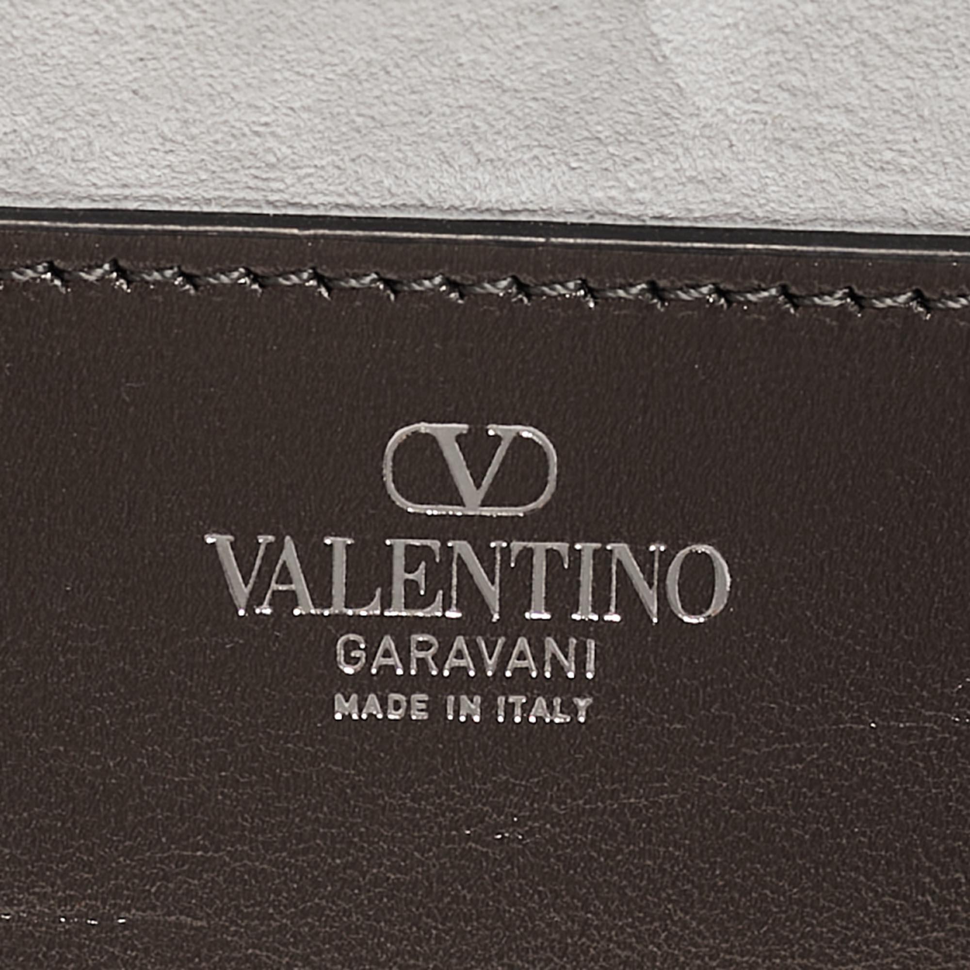 Valentino Grey/Metallic Suede and Leather Crystals VLogo Loco Baguette Bag 4