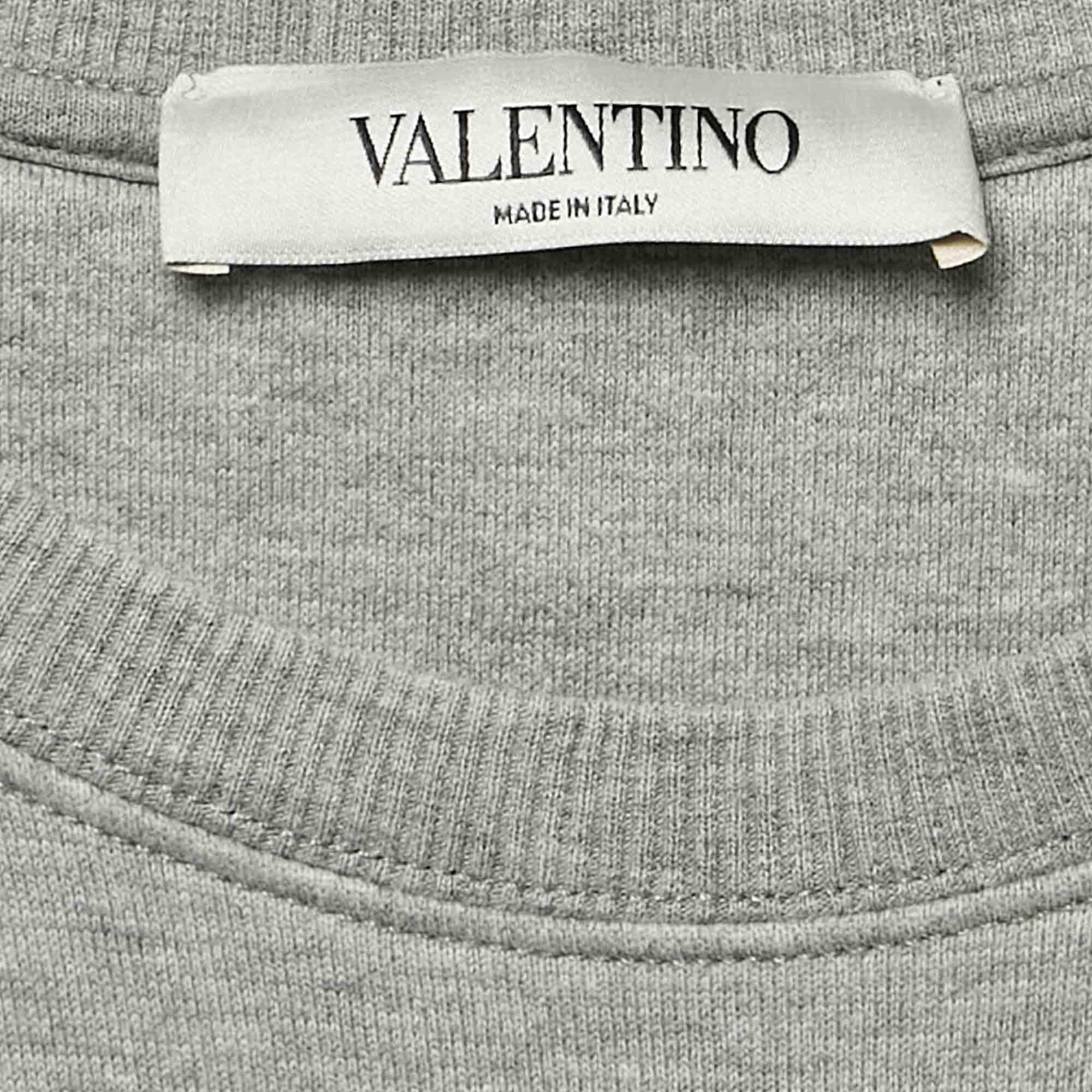 Valentino Felpa grigia con stampa musicale in cotone XS In condizioni buone in vendita a Dubai, Al Qouz 2