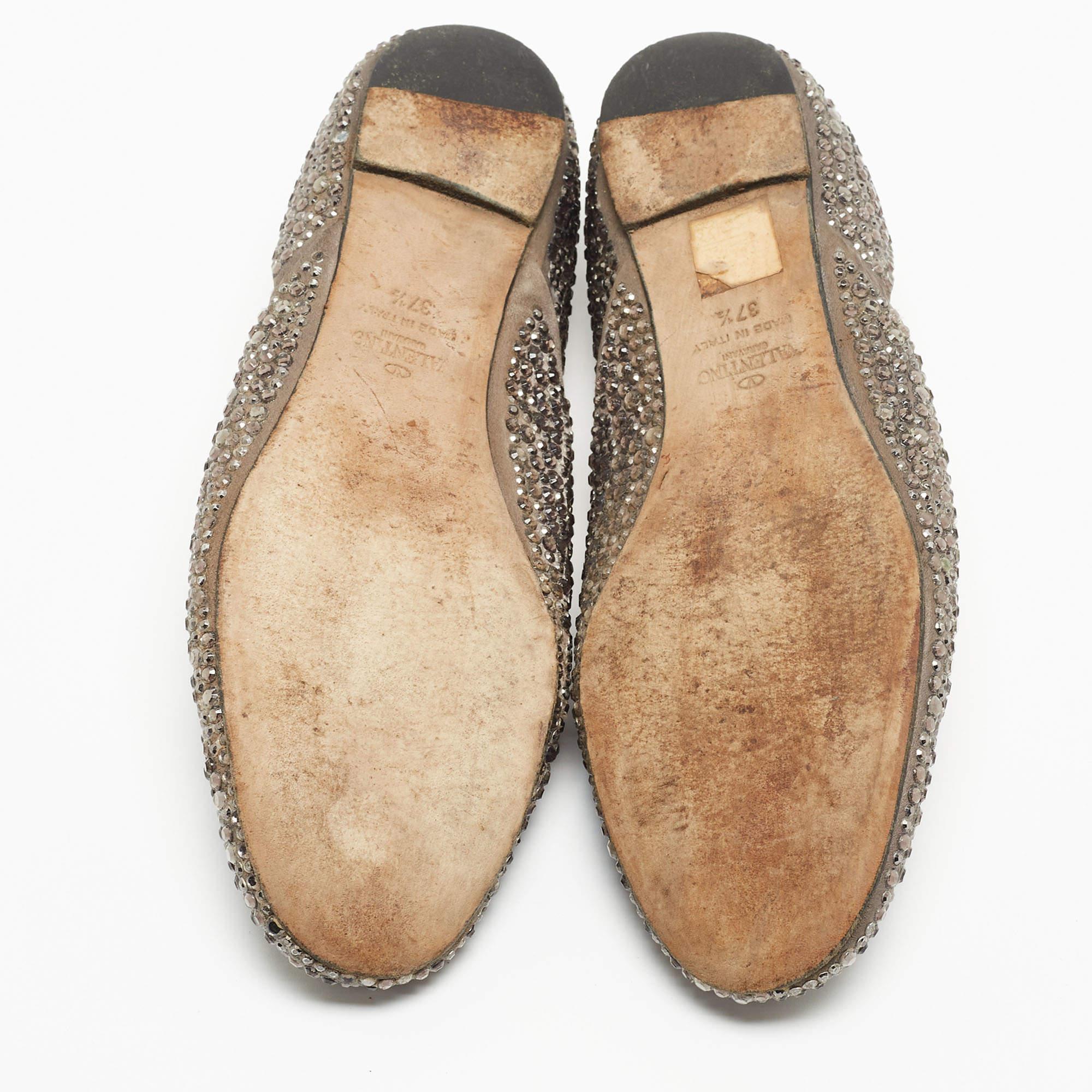 Valentino Ballerines grises ornées de cristaux, taille 37,5 1