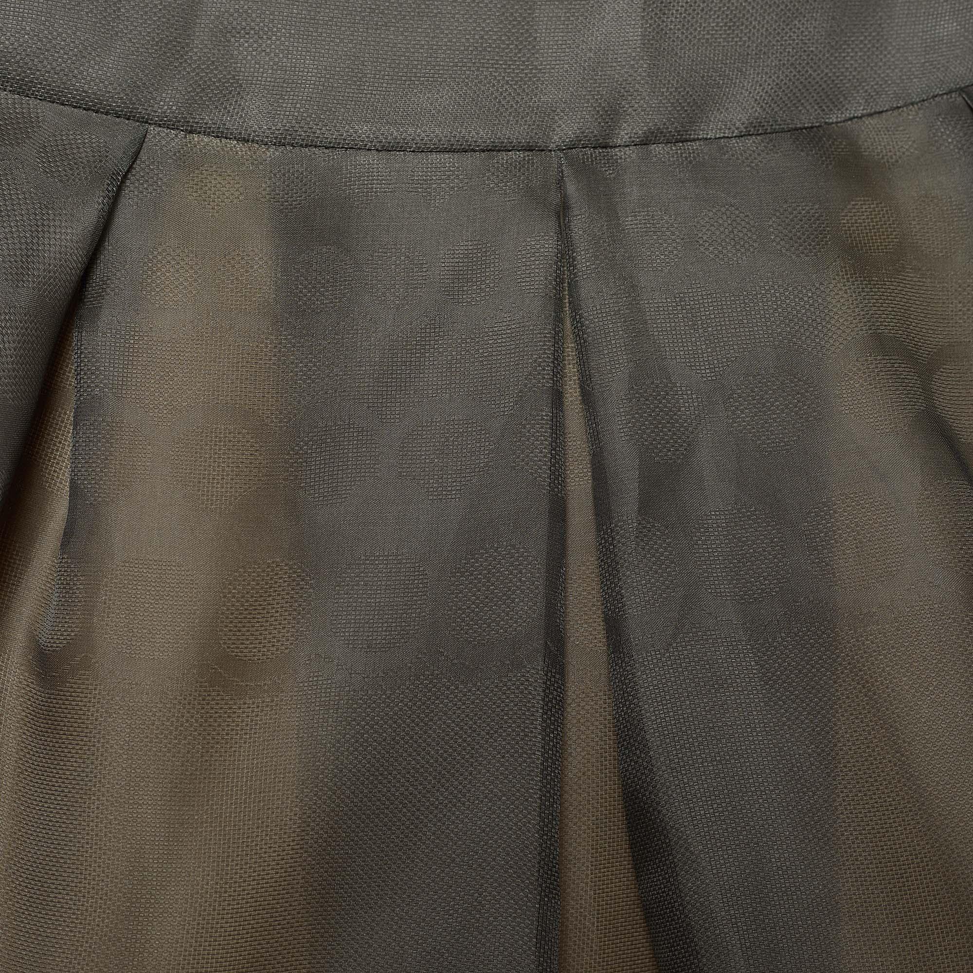 Gray Valentino Grey Silk Pleat Detail Skirt L For Sale