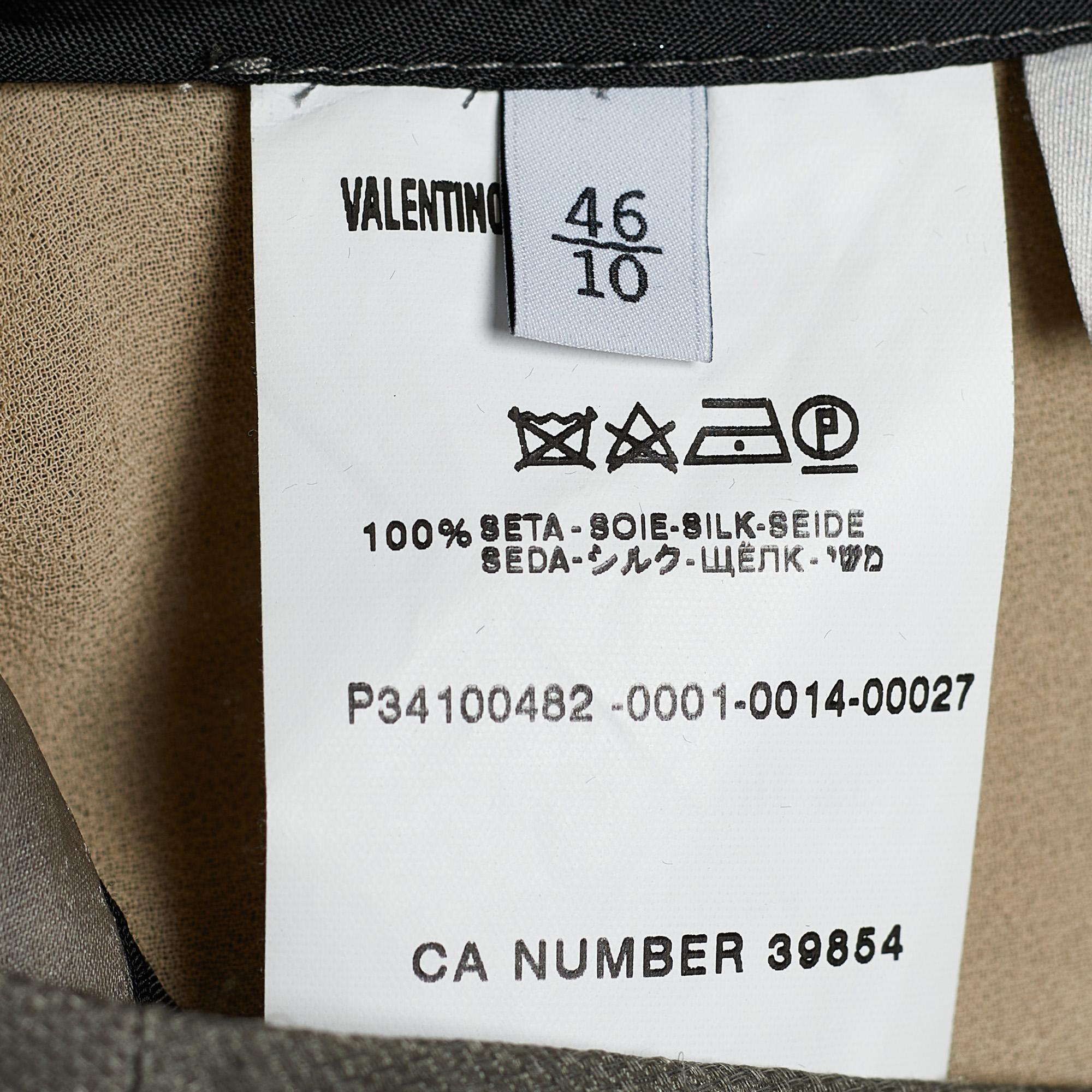 Women's Valentino Grey Silk Pleat Detail Skirt L For Sale