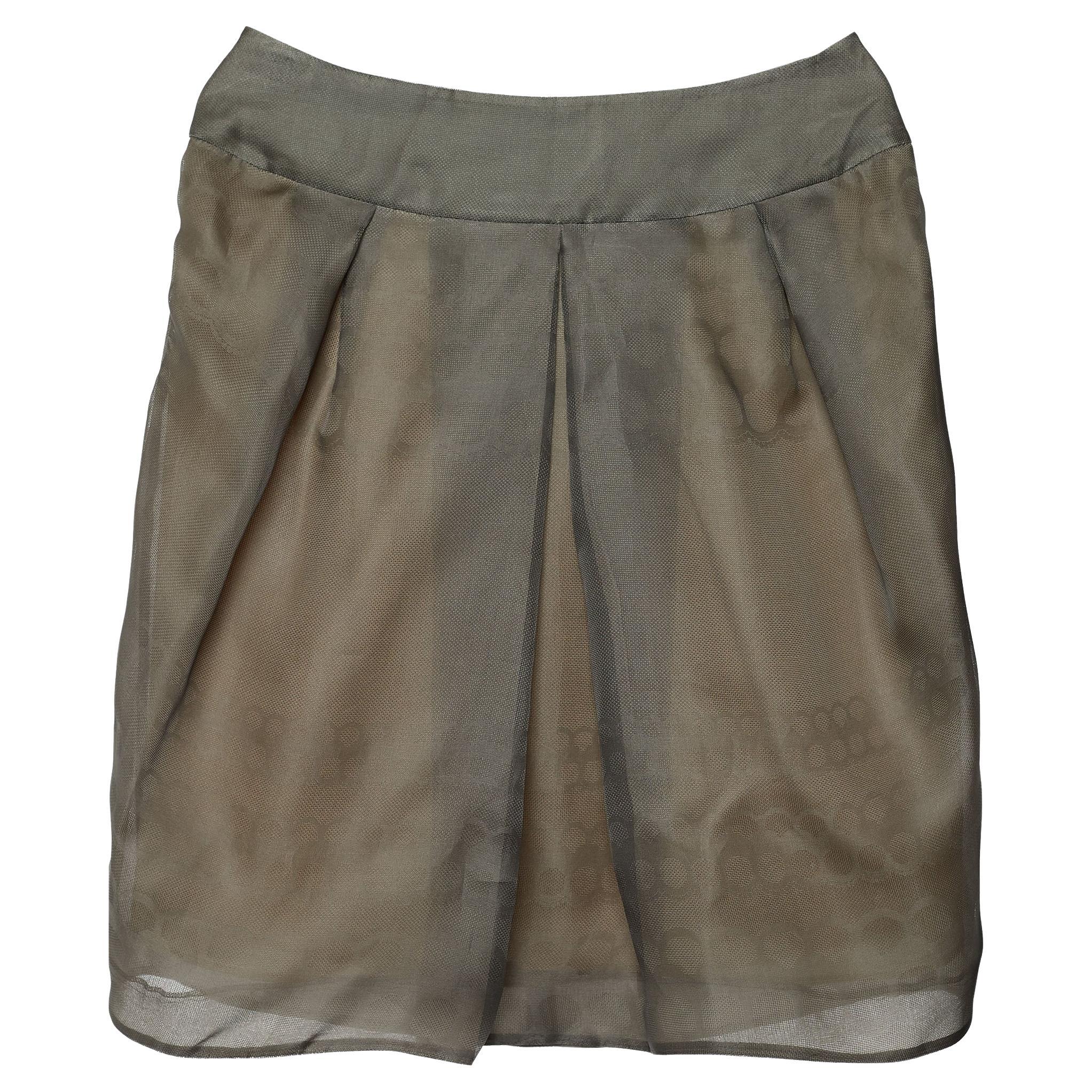 Valentino Grey Silk Pleat Detail Skirt L For Sale