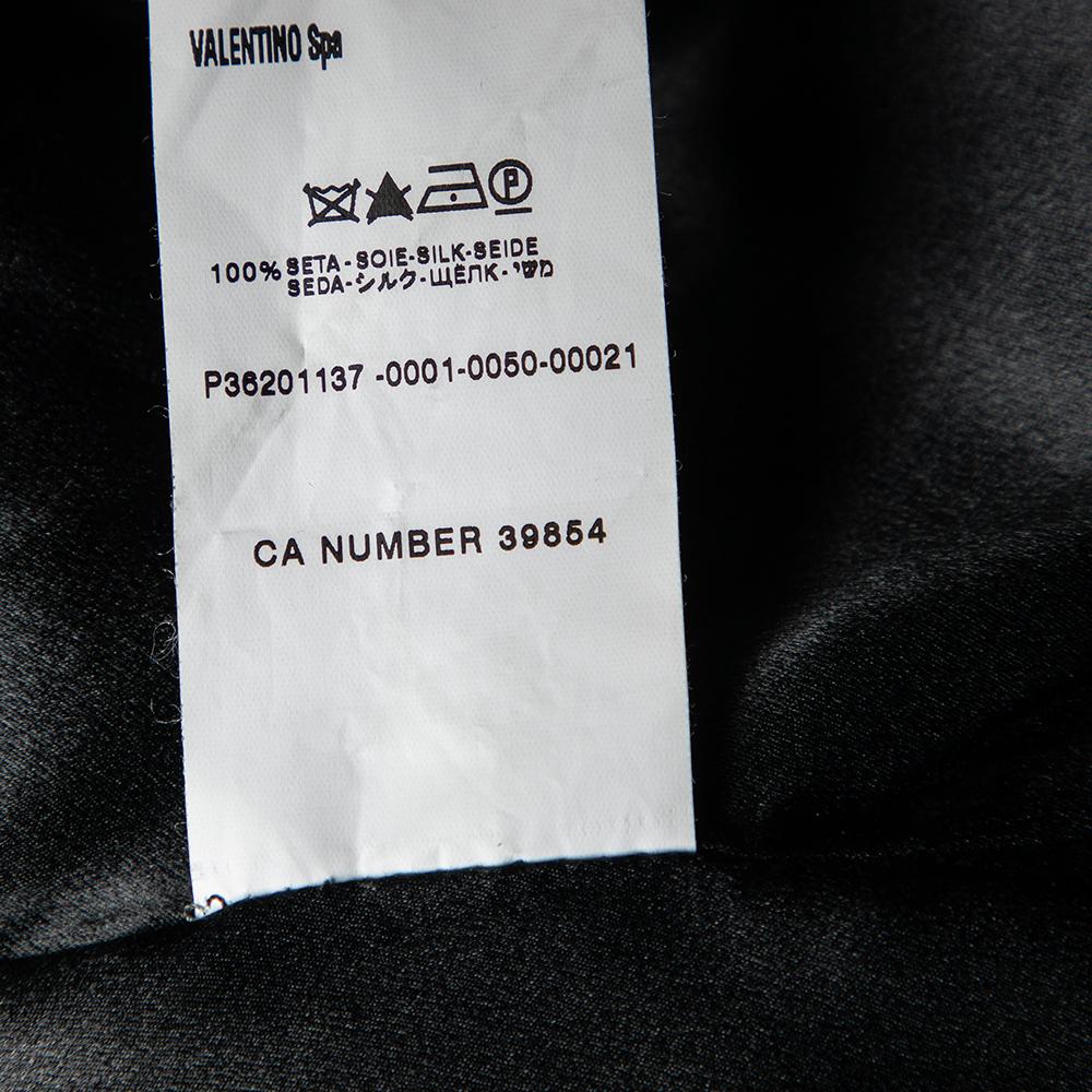 Valentino Grey Silk Ruffled Neck Button Front Blazer L For Sale 2